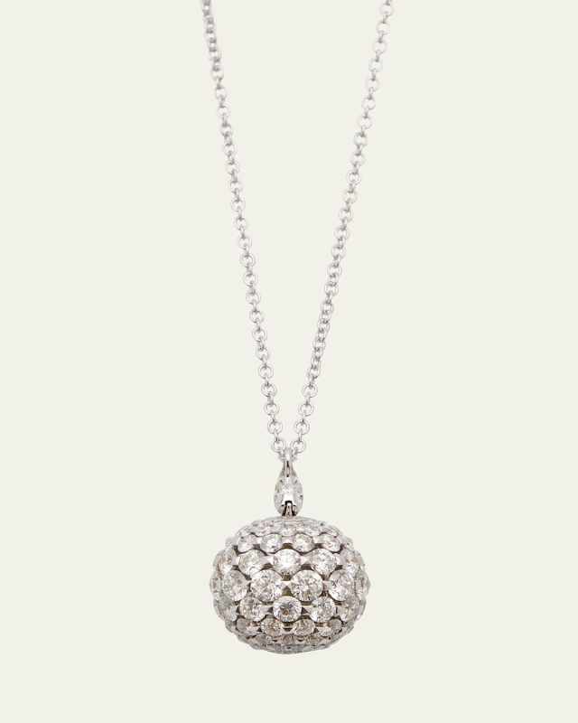 White Gold Sphere Pendant with Diamonds